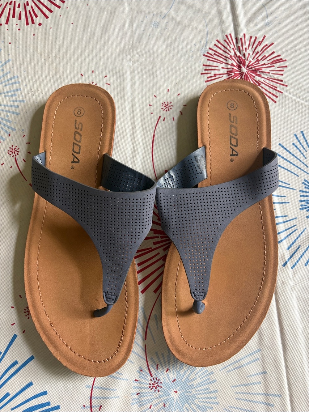 SODA FLAT BLUE THONG SANDALS